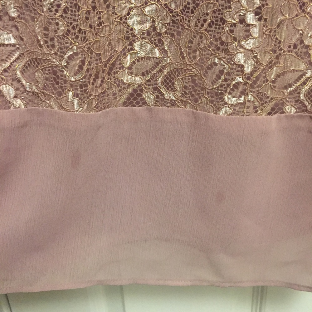 Mauve Pink Chiffon Bridesmaid Dress w/ Lace - Picture 6 of 8